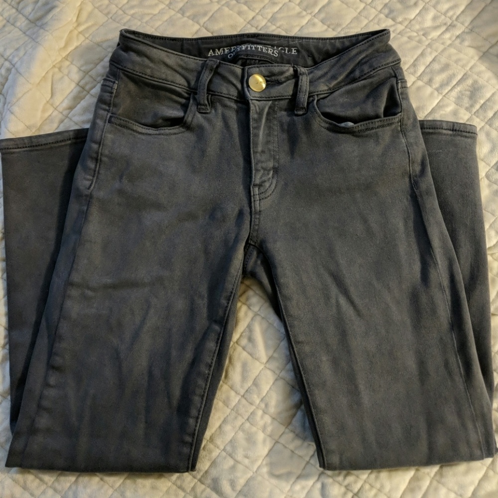 American eagle super stretch grey crop denim 0